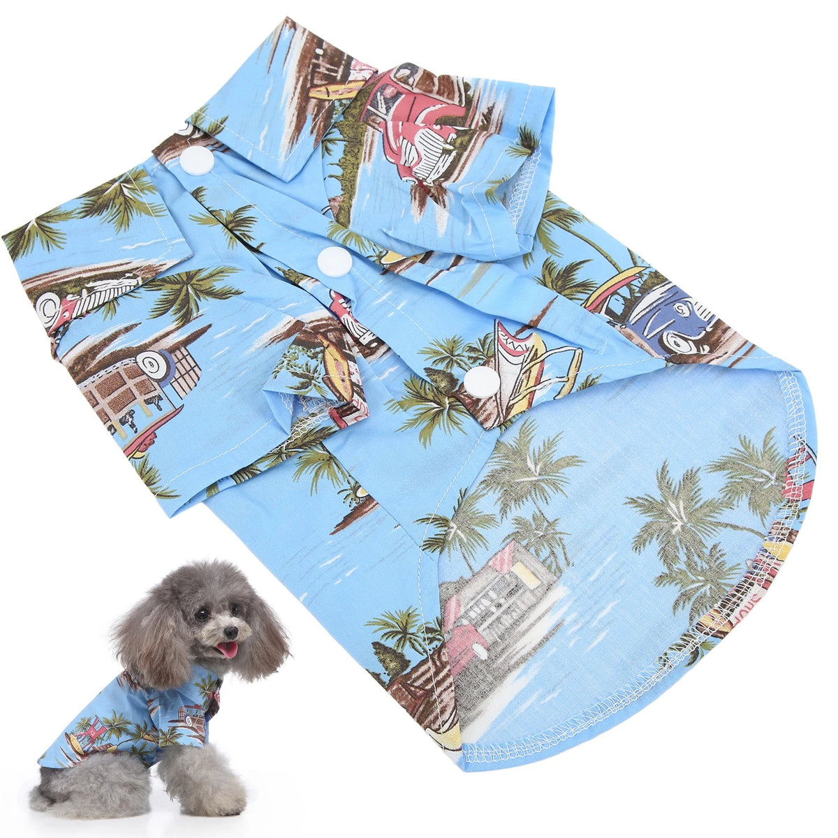 Pet Hawaiian Shirt Cool Breathable Hawaiian Beach Print Dog Summer Camp T Sh HG5