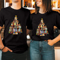 Book Christmas Tree T-Shirt Librarian Book Lover Reading Xmas Gift Top T-5323