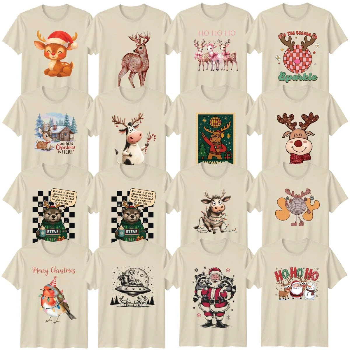 Cute Christmas Adult T-Shirt Reindeer Festive Christmas Gift