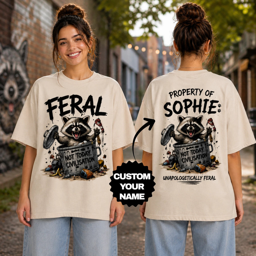 Personalised Funny Feral Raccoon Women T Shirt