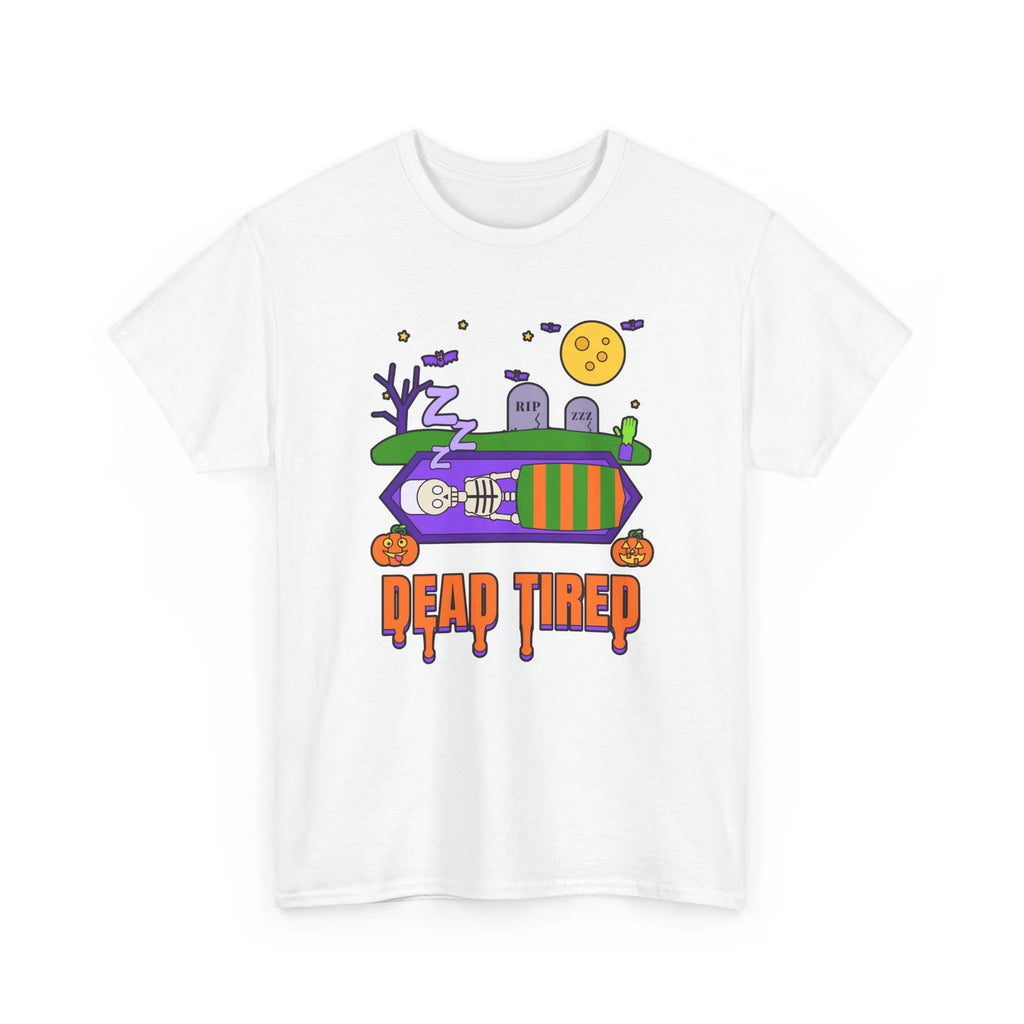 Dead Tired Funny Skeleton Halloween Shirt Nap Lover Coffin Tee Unisex Gildan