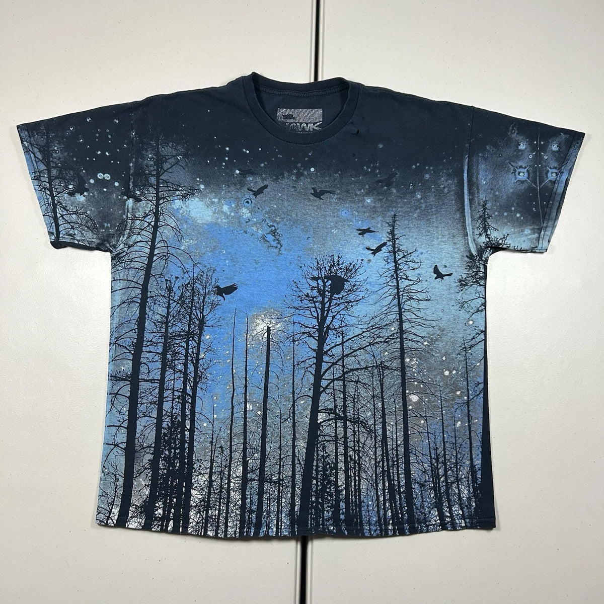 y2k Tony Hawk Shirt Size XL Trees Forest Haunted Woods Graphic Goth Grunge Skate