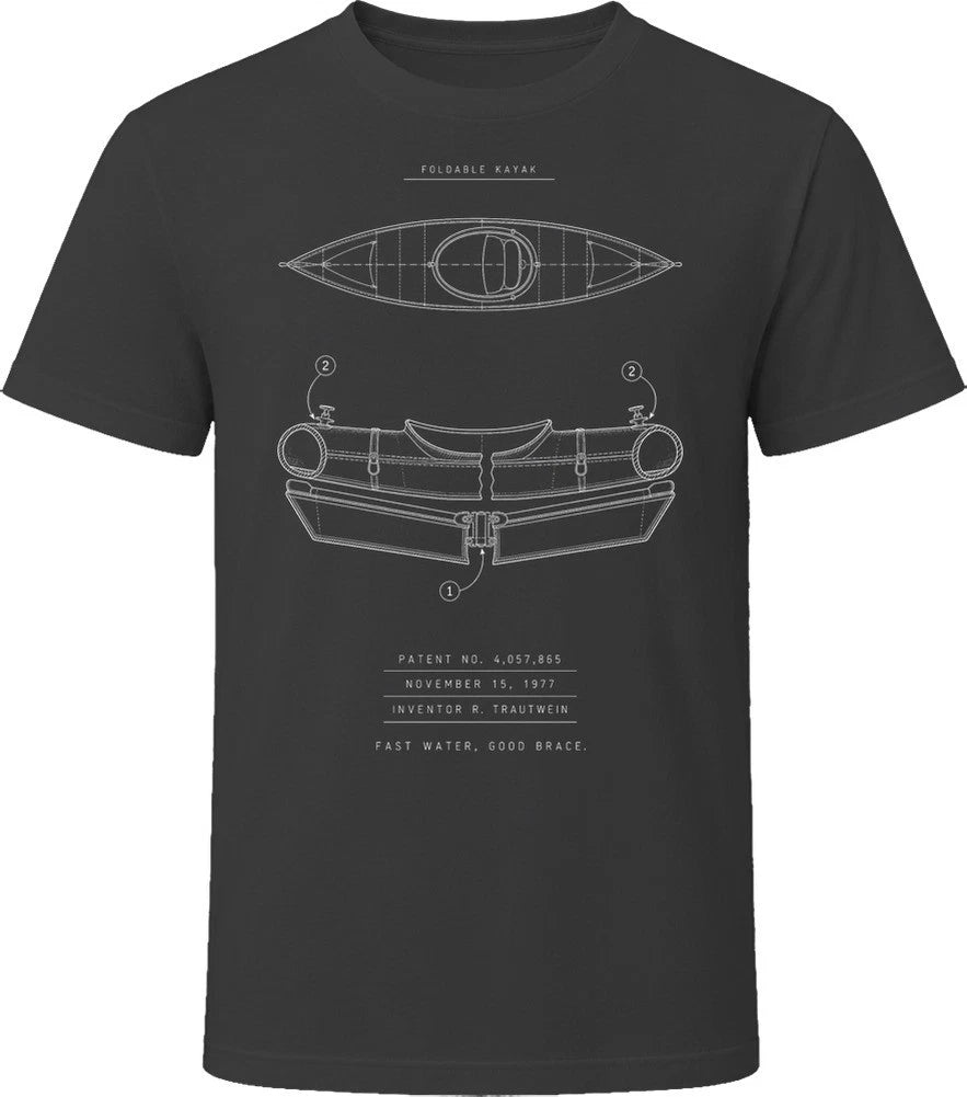 Kayak Patent Blueprint Kayaker Paddler Whitewater Gift T Shirt