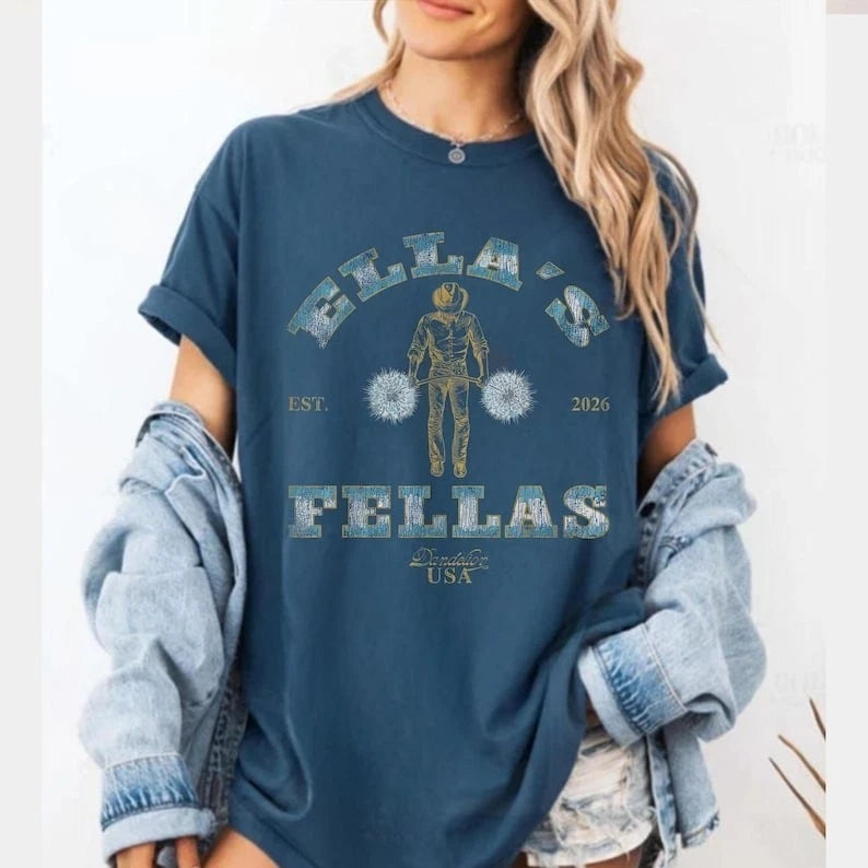 Retro Western Rodeo Cowgirl Ella's Fellas T Shirt