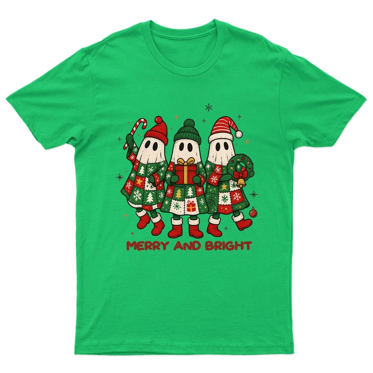Merry And Bright Christmas T-Shirt Unisex Retro Seasonal Funny Xmas Santa -l