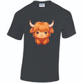 Highland Cow Cotton T-Shirt Available in Black Grey and White TM25CL01