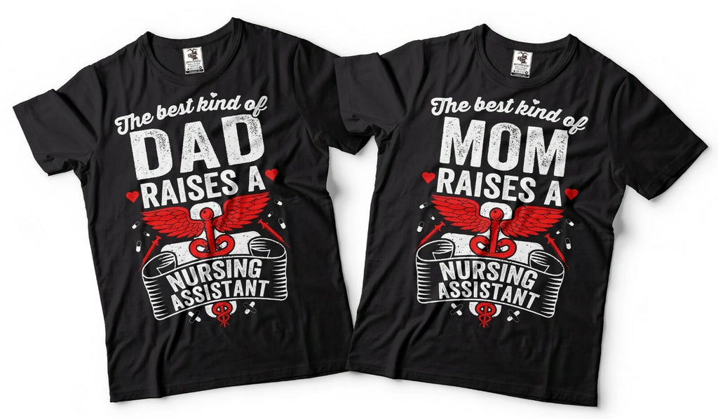 Nursing Assistant Dad Mom T-Shirt Nurse Mom Dad Couple Matching Tees