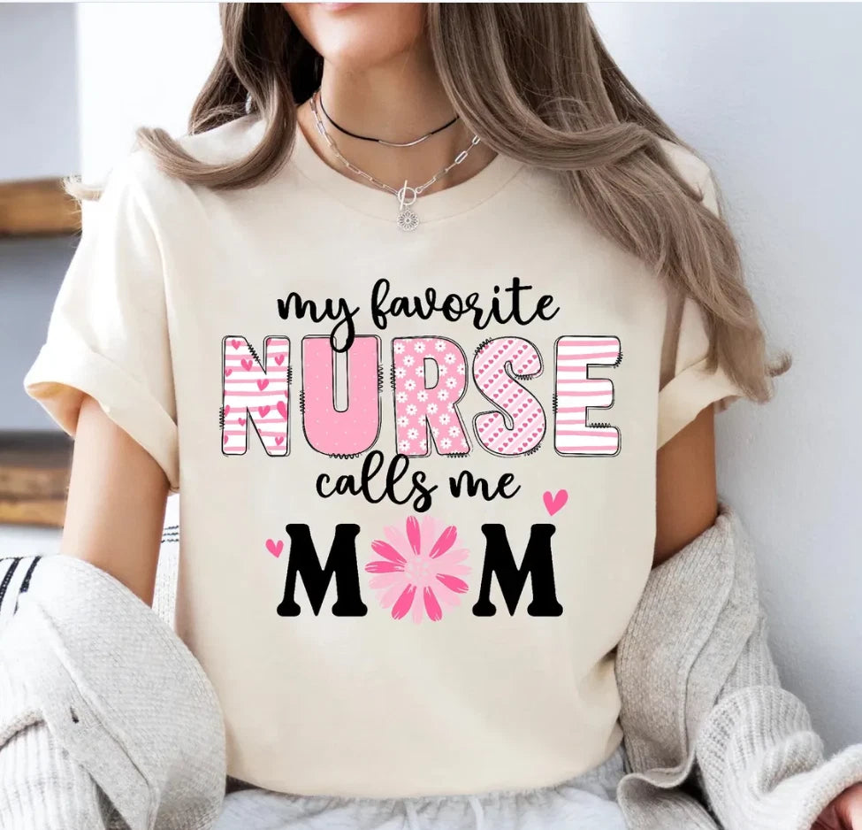 Nurse Mom Shirt Mothers Day Gift for Mom of Nurse Women Family Tee Sale White