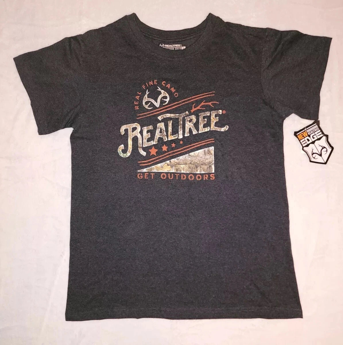 Realtree by Staghorn Creek Black Graphic T‑Shirt L Get Outdoors Logo Tee NEW