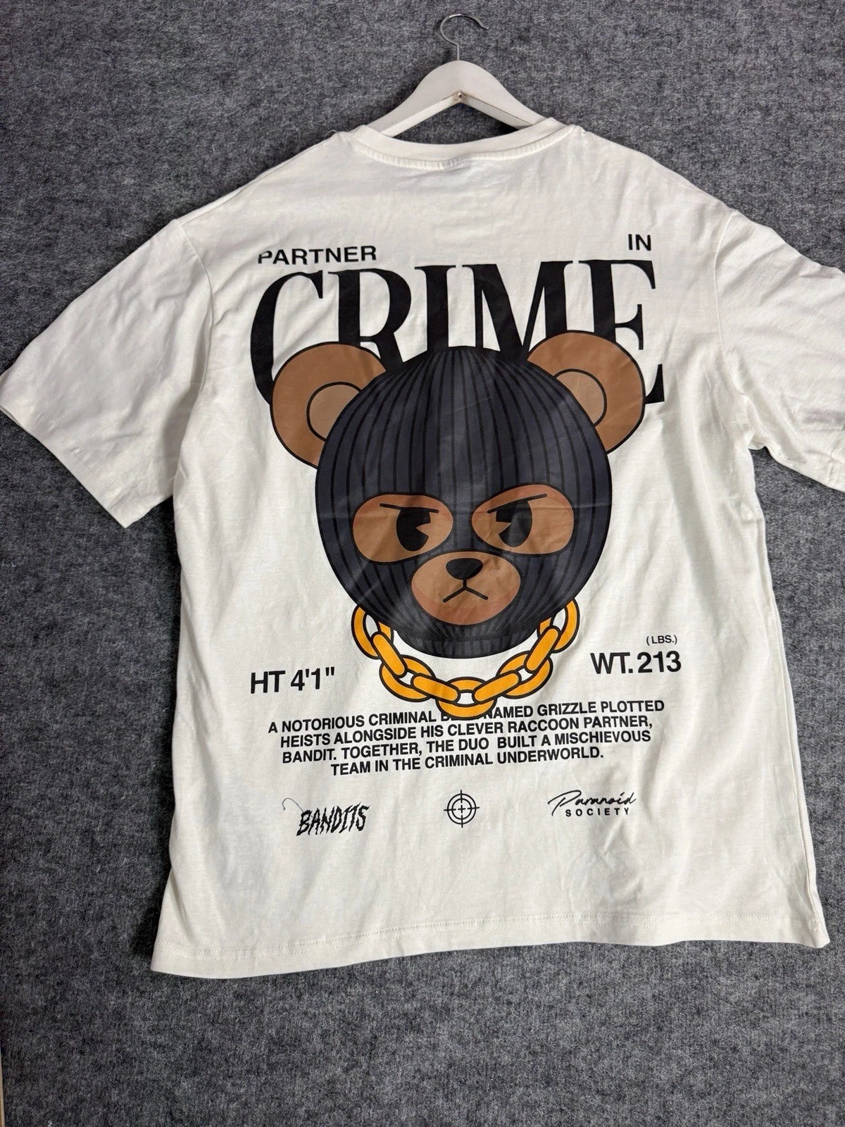 FSBN Shirt Mens XL Bear Graphic Partner In Crime Tee Streetwear Y2k N167