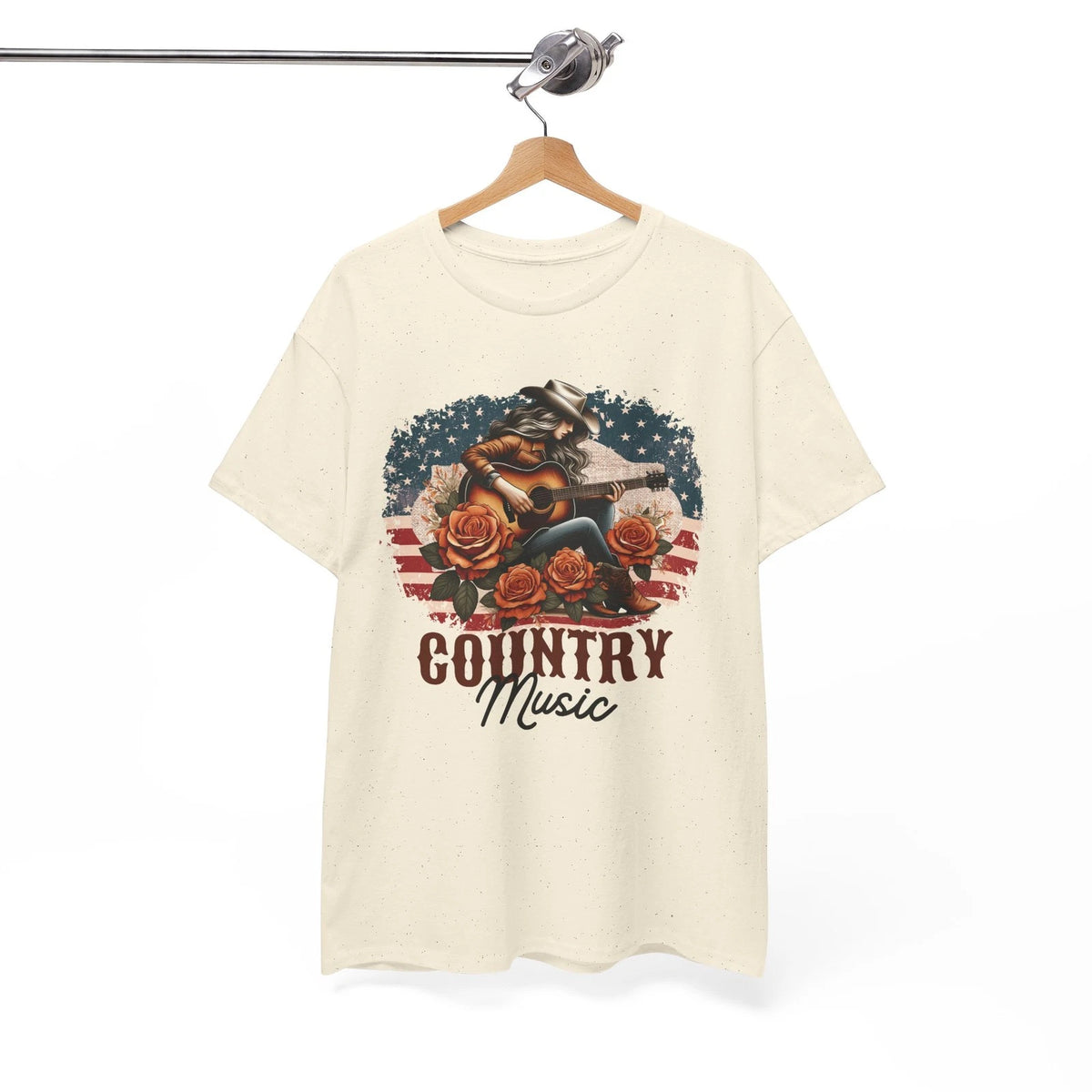 Country Music Cowgirl Guitar Shirt Western American Flag Floral Graphic Tee Gift