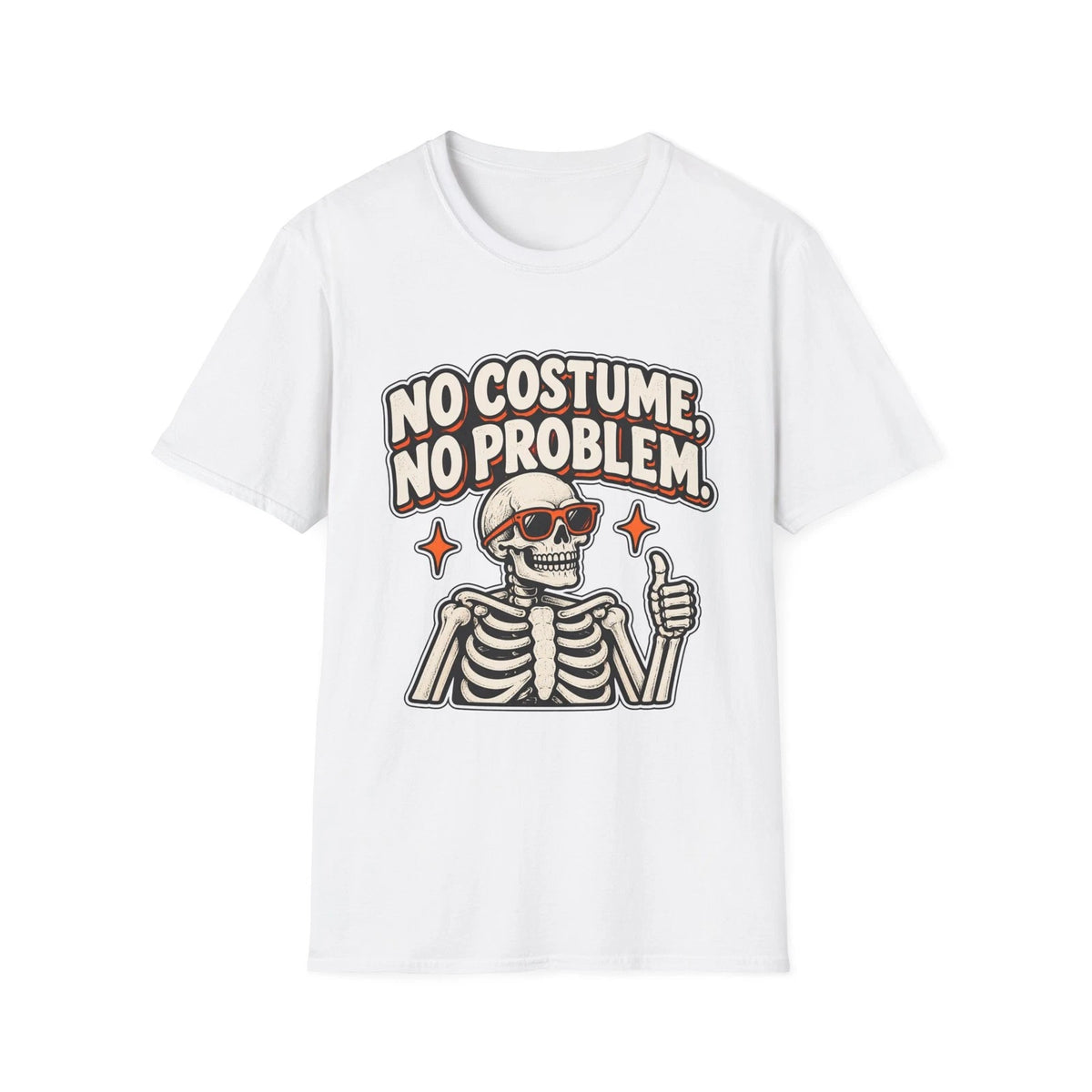 No Costume No Problem Halloween T Shirt Funny Skeleton Lazy Costume Tee
