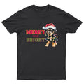 Merry And Bright Puppy Christmas Holidays Mens Womens Graphic Tee
