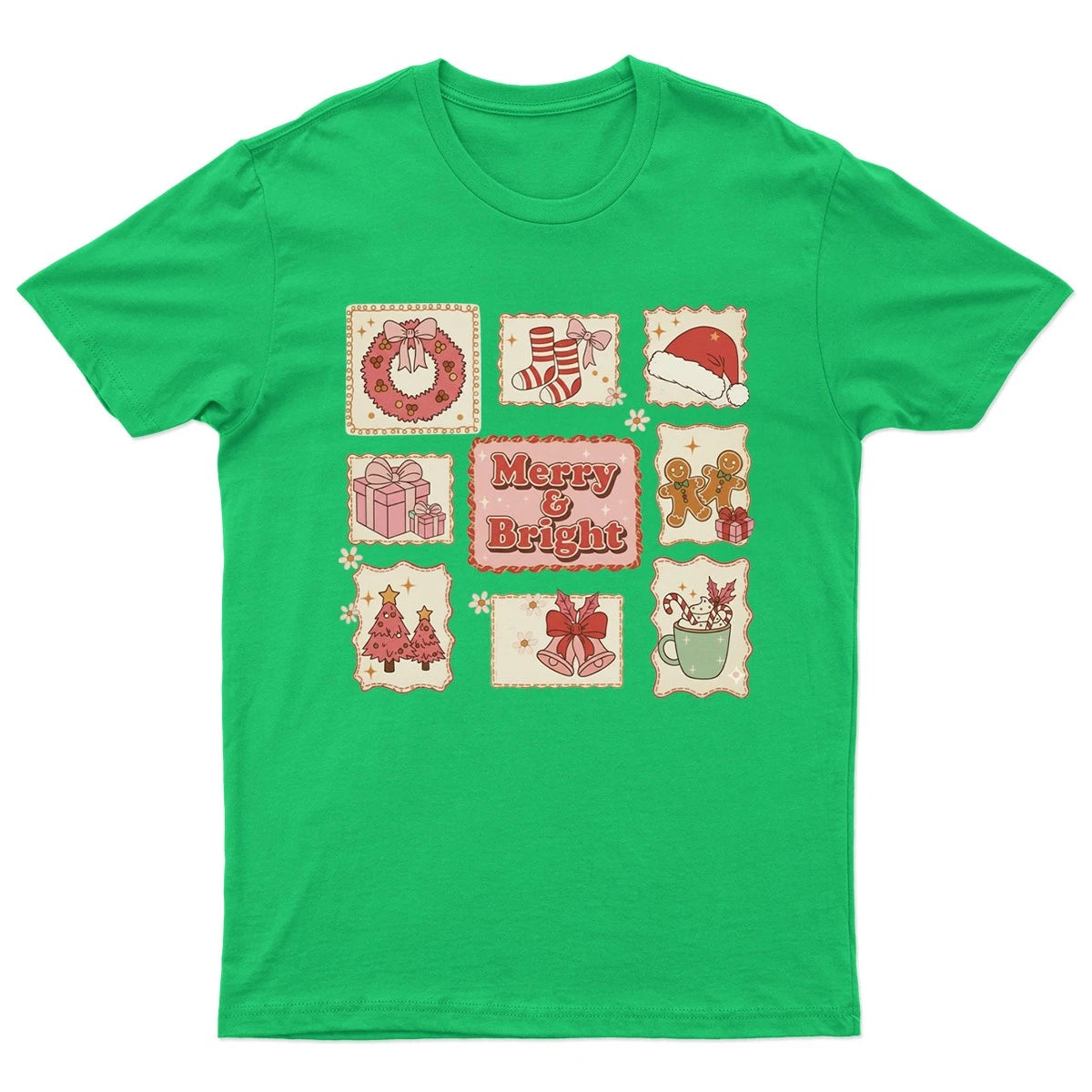 Merry And Bright Christmas T-Shirt Unisex Retro Seasonal Funny Xmas Santa -o