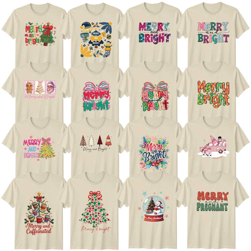 Christmas Adult T-Shirt Festive Winter Bows Christmas Gift