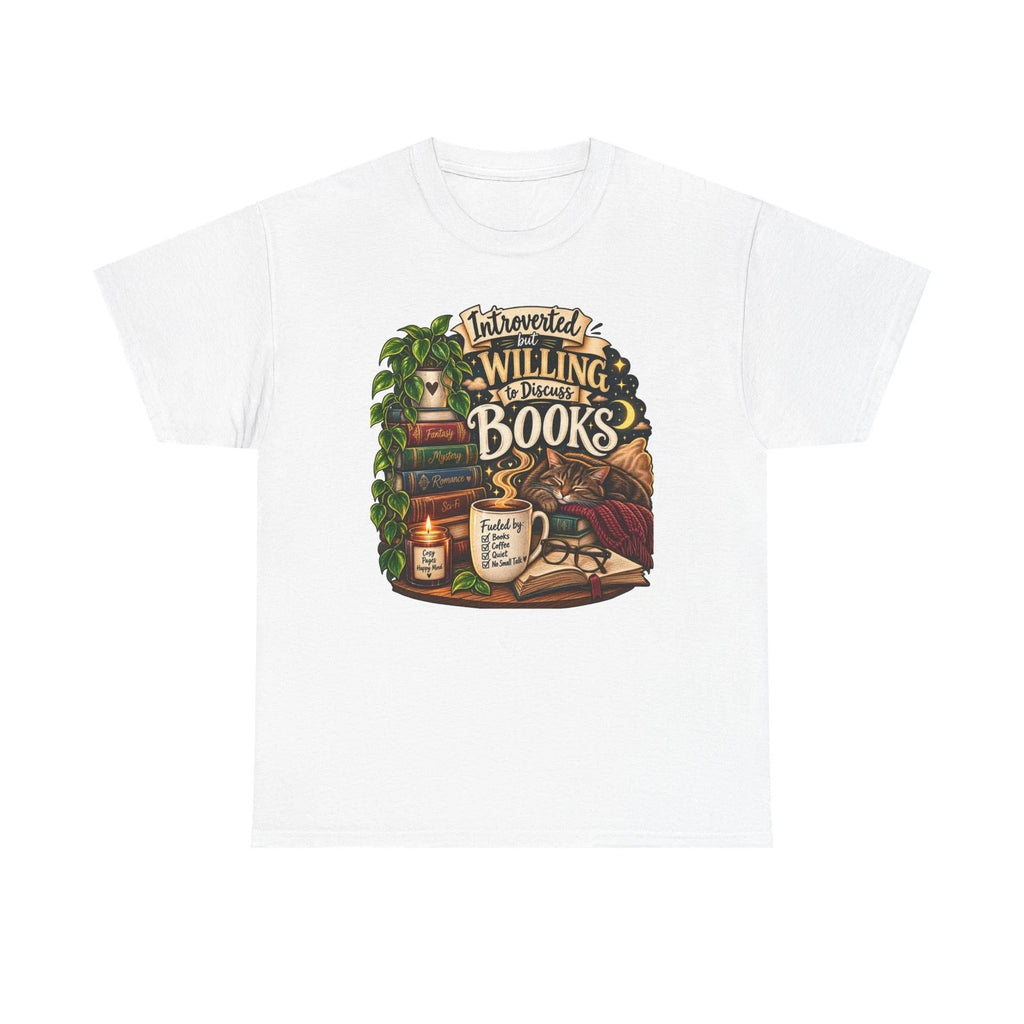 Introverted, Willing to Discuss Books T-Shirt | Reading Lover Tee