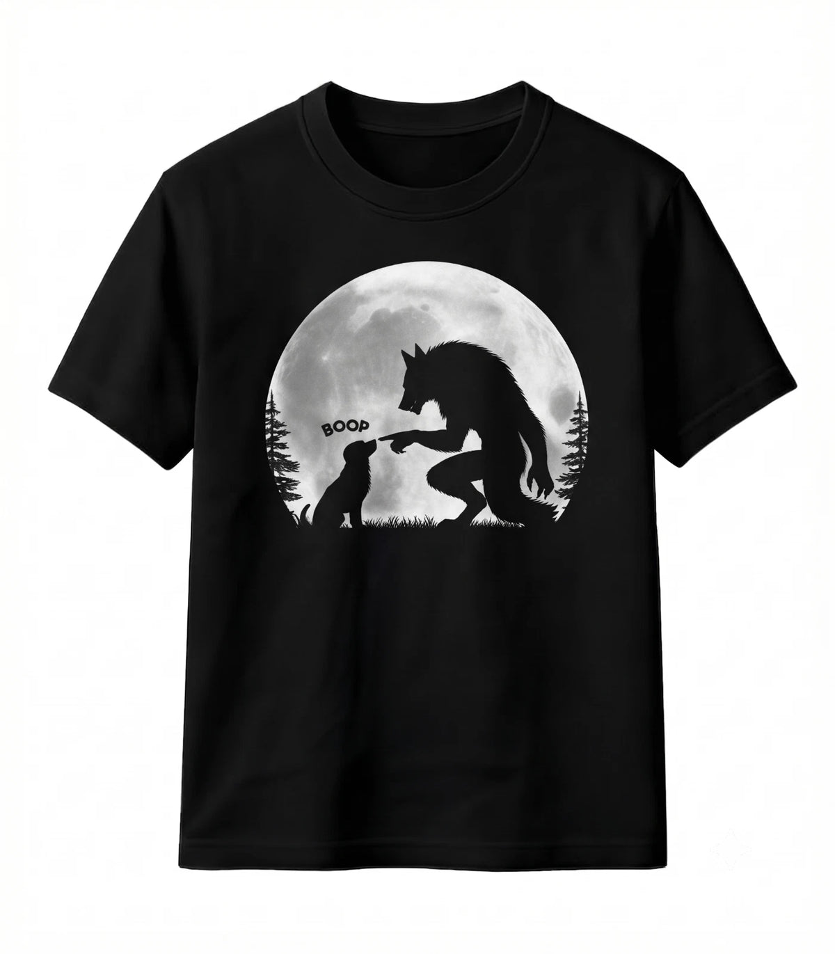 Funny Anthro Wolf Moon T-Shirt Werewolf And Puppy Graphic Tee Top