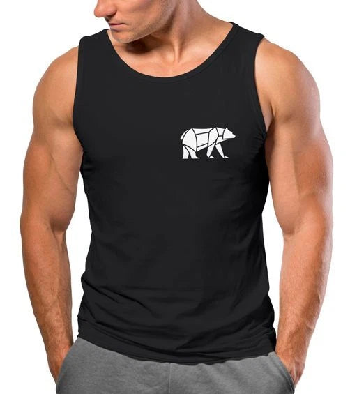 Mens Tank Top Polygon Design Print Bear Nature Outdoor Fashion Street Style