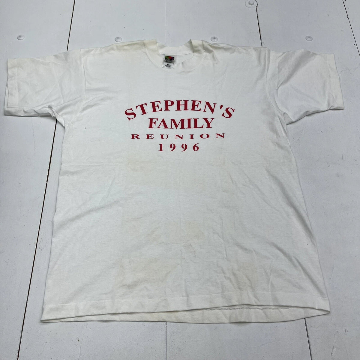 Vintage Fruit Of The Loom Stephens Family Reunion 1996 White T Shirt Mens XL