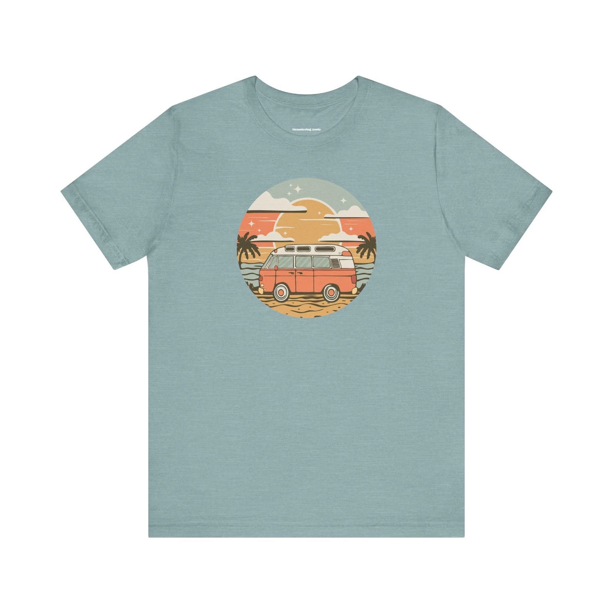 Vintage Surf Van T-Shirt, Retro Beach Sunset Camping Vanlife California Travel
