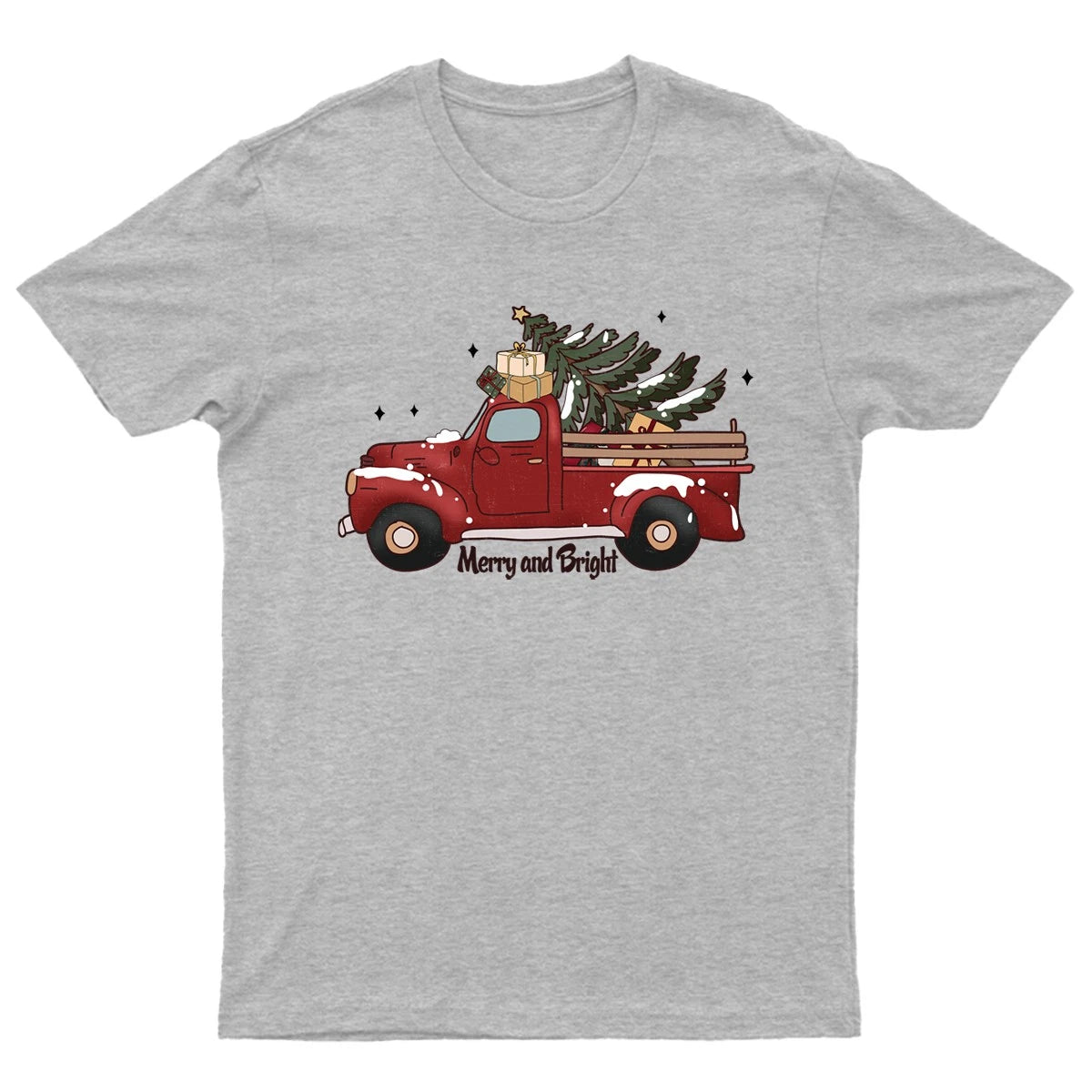 Merry And Bright Christmas T-Shirt Unisex Retro Seasonal Funny Xmas Santa -n