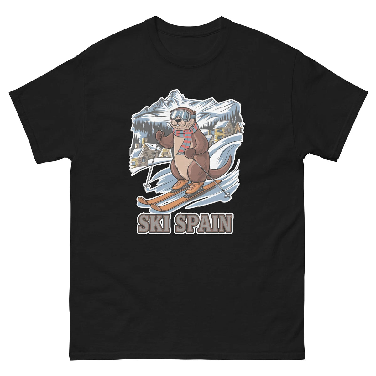 Ski Spain Otter Cute Animal Skiing T-Shirt