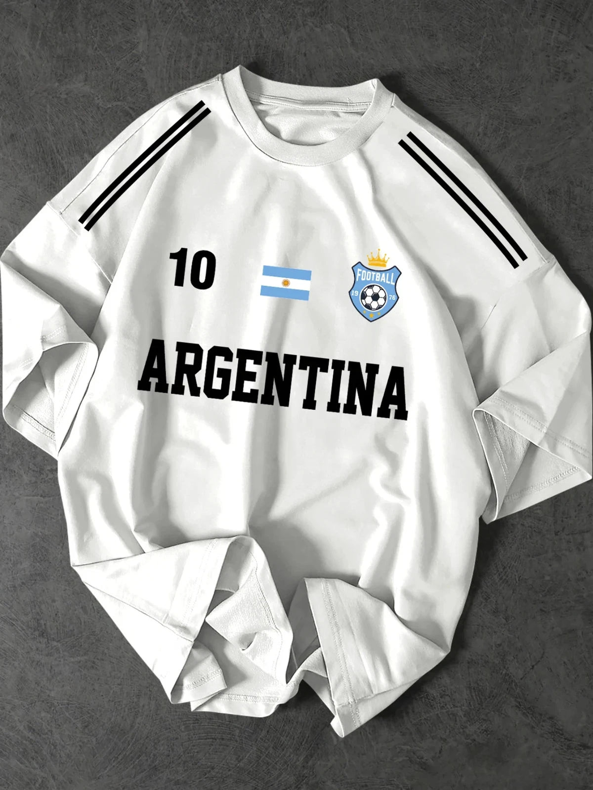 Men's Streetwear T-Shirt Argentina #10 Flag Graphic Print Crew Neck Short