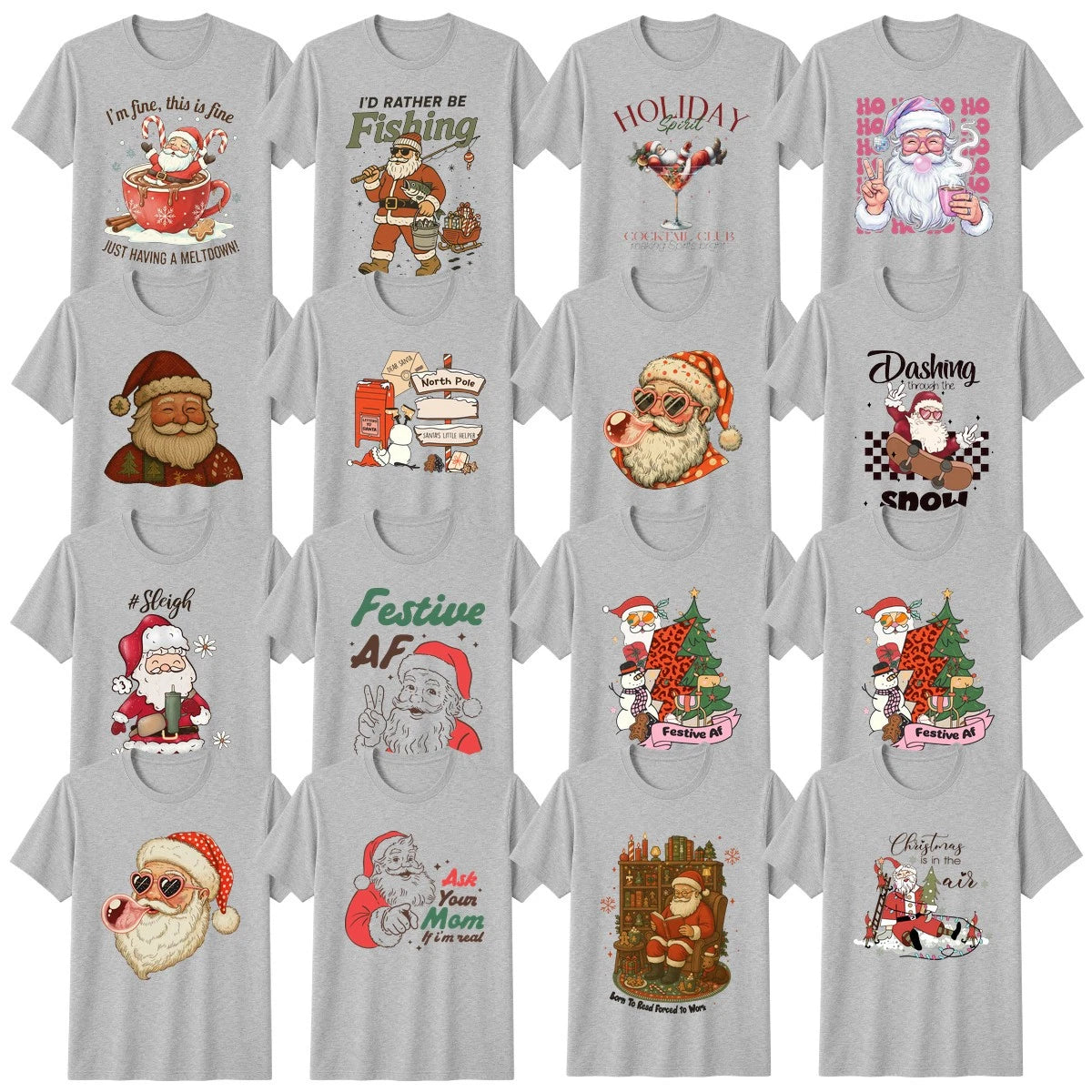 Retro Christmas T-Shirt Santa Claus Festive Christmas Gift