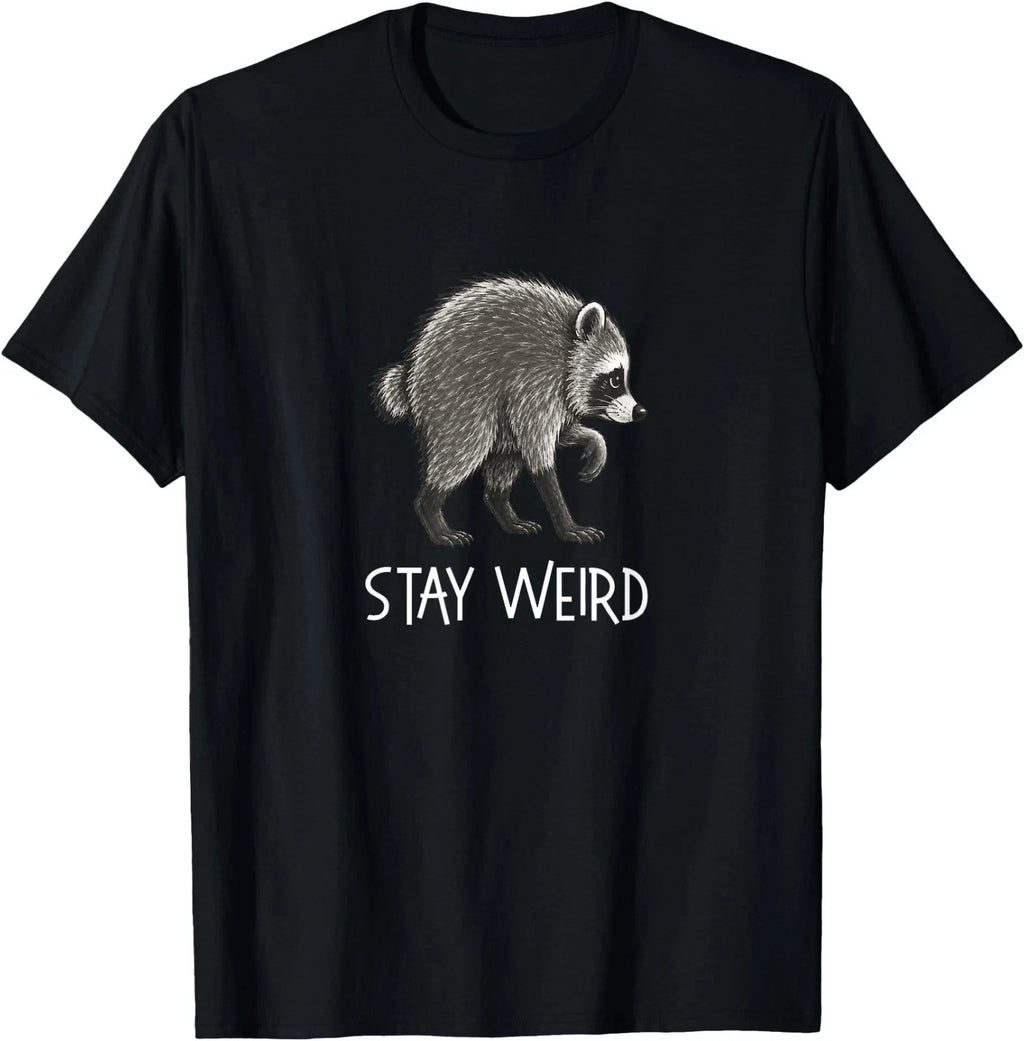 Stay Weird Raccoon Funny Animal Vintage Graphic T-shirt
