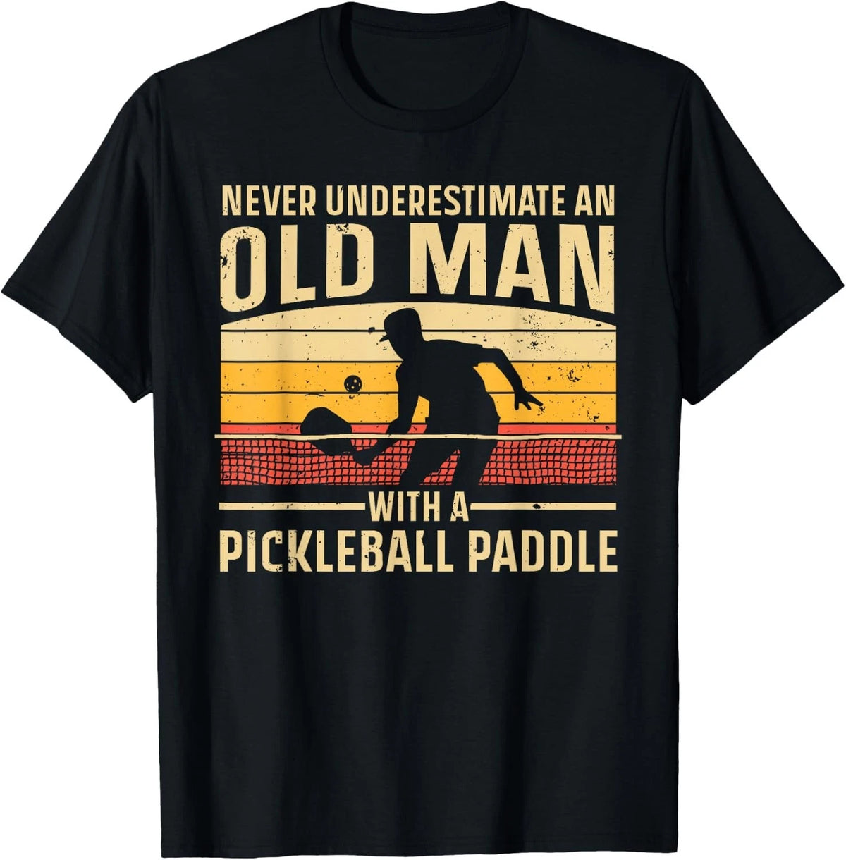 Cool Pickleball Art for Men Grandpa Paddle Pickleball Player T-Shirt