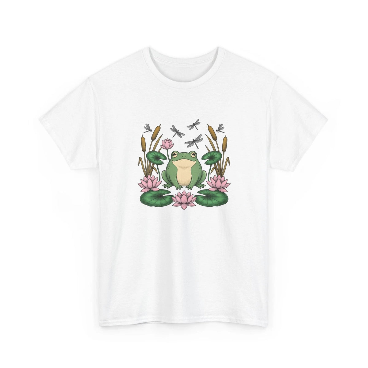 Frog Water Lily Shirt Animals & Flowers Wildlife Gift Women Floral Tee Toad
