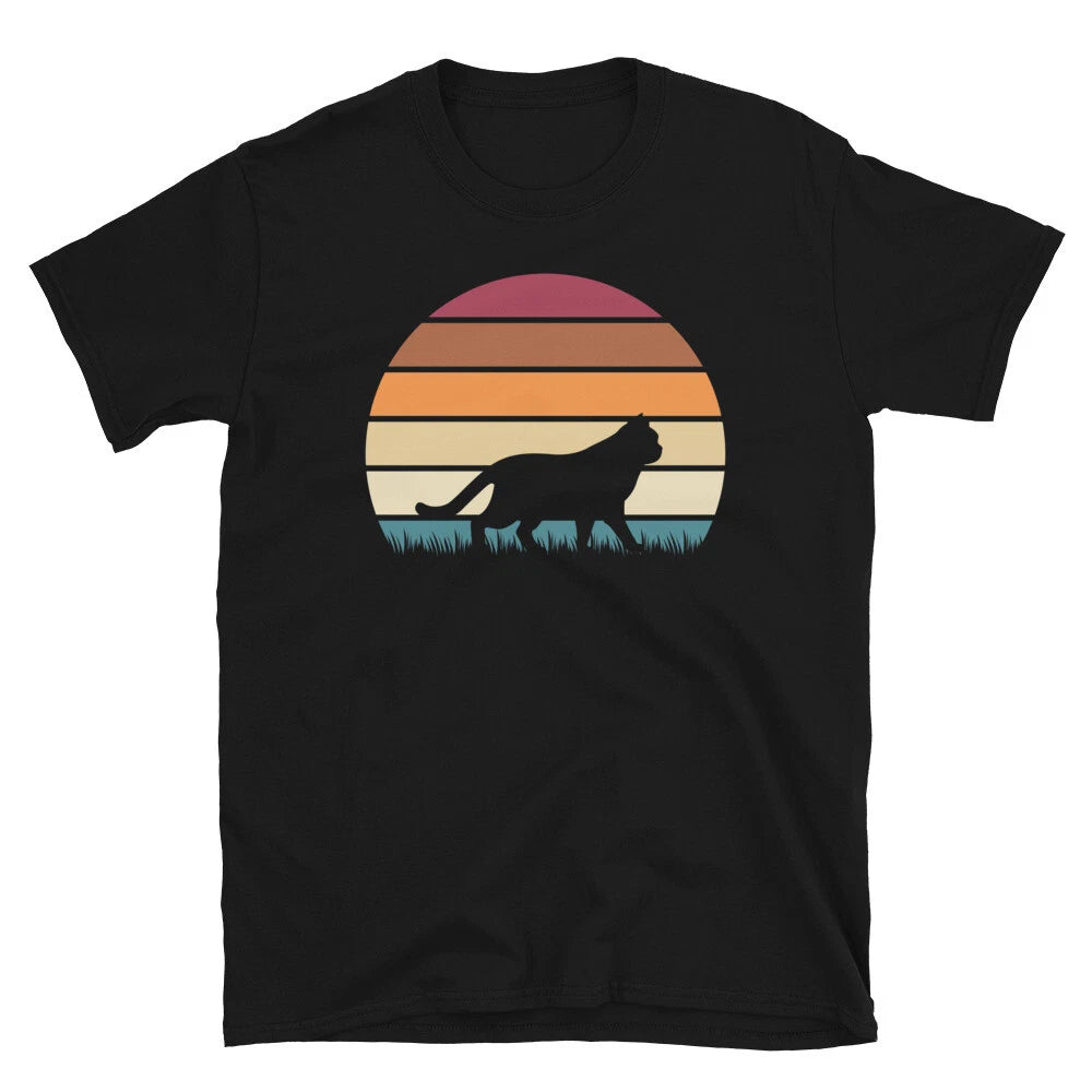 Retro Sunset Kitten Feline Pet British Shorthair Cat Short-Sleeve Unisex T-Shirt