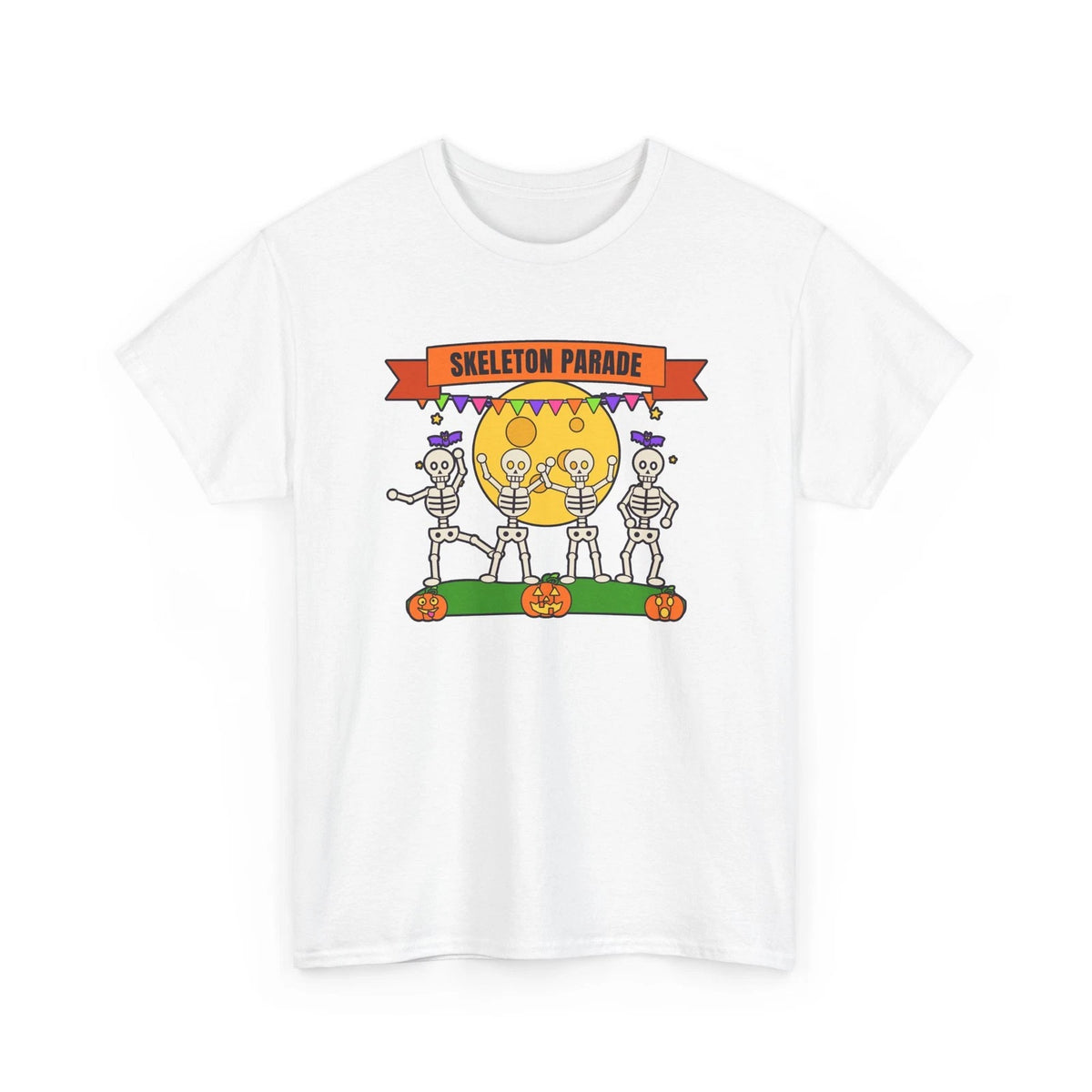 Skeleton Parade Dancing Halloween Shirt Neon Spooky Season Tee Unisex Gildan