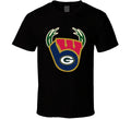 Wisconsin Sports Football Baseball Basketball Logo Mashup Sports Fan T Shirt