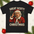 Doc Back To The Future Christmas T-Shirt Great Scott Retro Time Travel Xmas Top