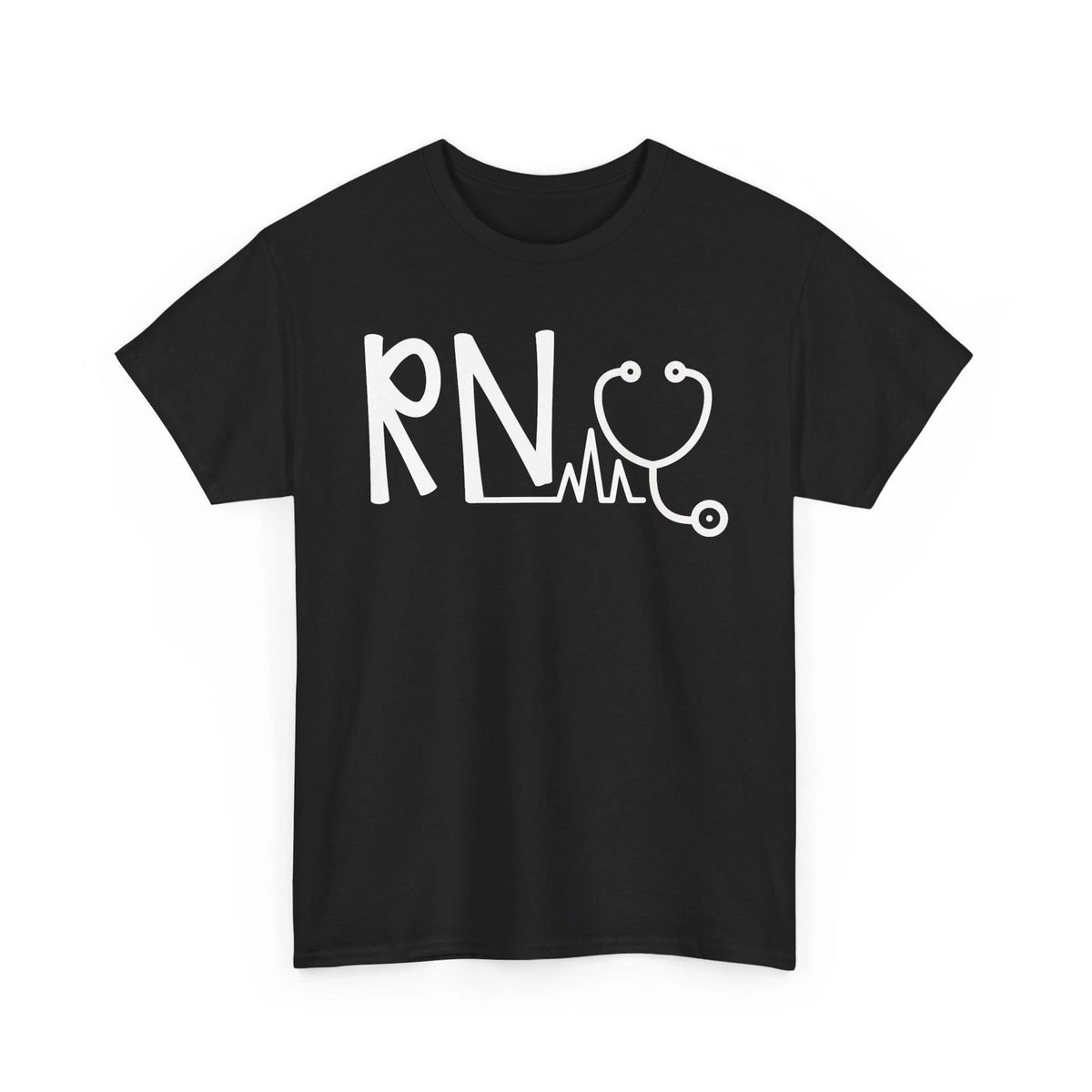 RN Heart Beat Monitor Stethoscope Registered Nurse Job Heavy Cotton Tshirt