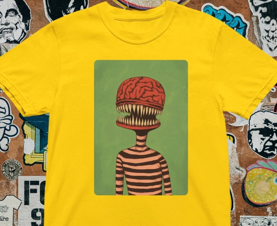 Creepy Brain Monster T-Shirt - Horror Art Graphic Tee Gothic Alternative Creepy