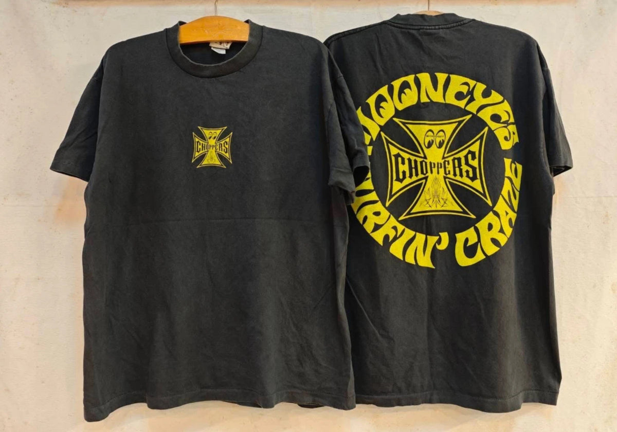 Vintage West Coast Choppers Center Logo Mooneyes Yellow Y2K Sz.L T-Shirt REPRINT