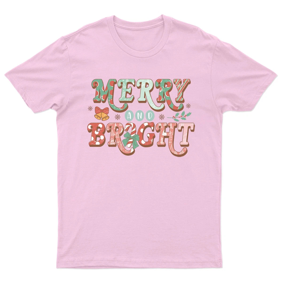 Merry And Bright Christmas T-Shirt Unisex Retro Funny Womens Vintage Mens -k