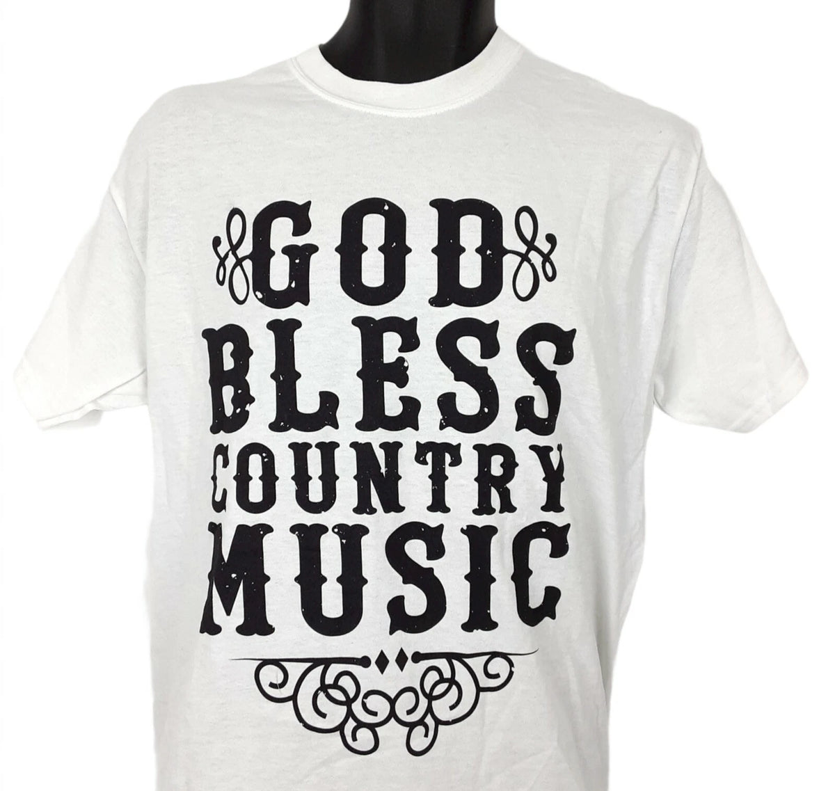 God Bless For Country Music T Shirt Adult Medium White Fan Spellout Concert Mens