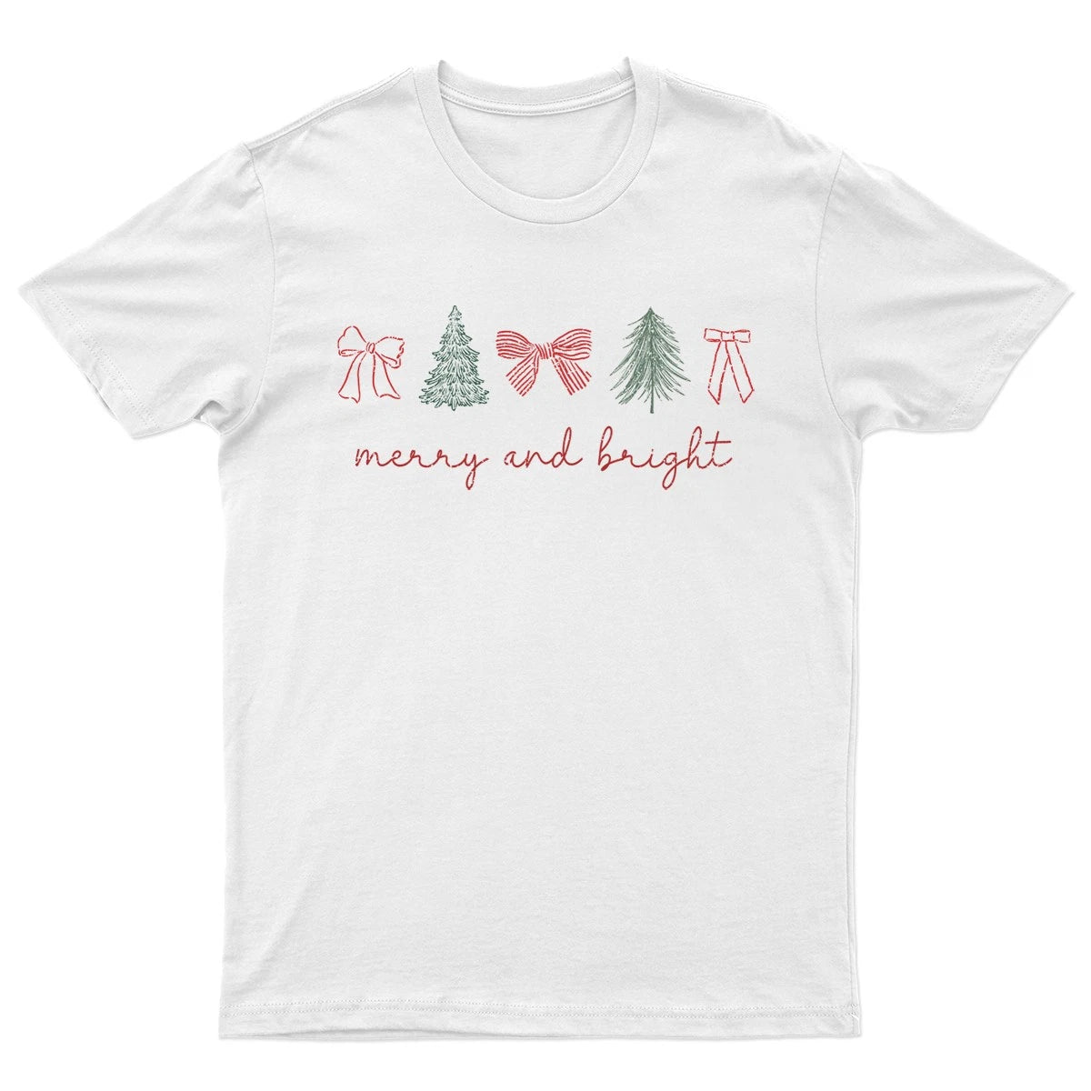 Merry And Bright Christmas Holidays Mens T-Shirt Womens Graphic Tee