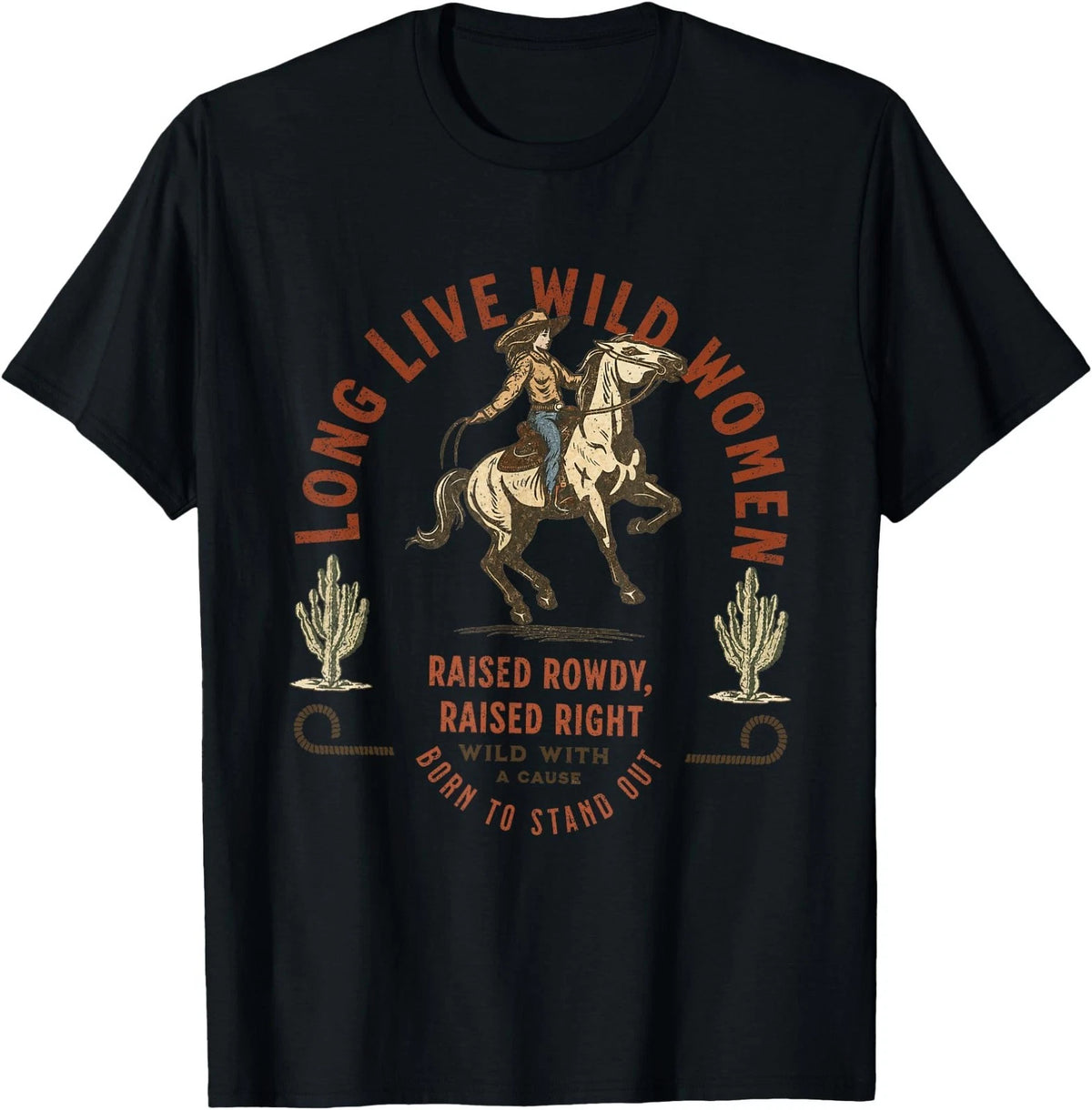 Long Live Wild Rights Western Grunge Cowgirl T-Shirt