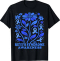 Reye's Syndrome Ribbon Blue Awareness Flowers Warrior T-Shirt