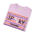 Comfort Colors Spooky Teacher T-shirt | Halloween Striped Chalkboard Design