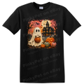 Halloween Ghost Haunted House Pumpkin T Shirt Spooky Gothic Fall Decor Art Tee