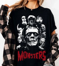 Retro Halloween Monster Frankenstein Dracula Werewolf Bubblegum Shirt