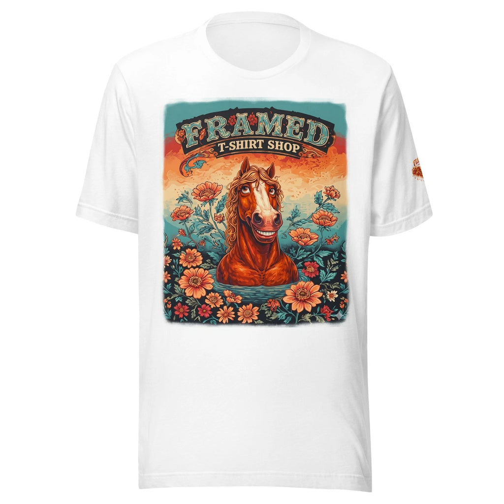 Cowgirl Horse Funny Western Floral Tee | Left Sleeve Design