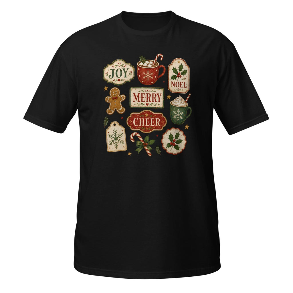 Christmas Joy Merry Cheer Noel Shirt Hot Cocoa Gingerbread Graphic Tee Cute Gift