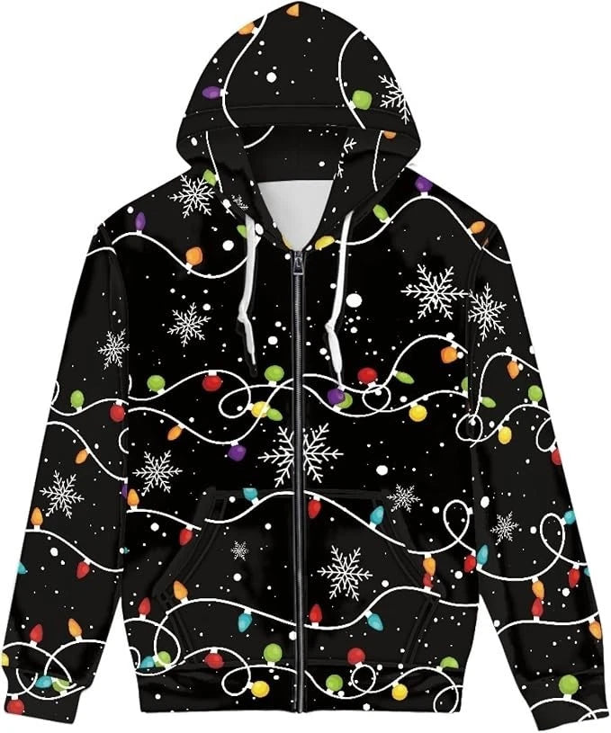 Ugly Christmas Zipper 3D Hoodie Xmas Long Sleeve HS1553