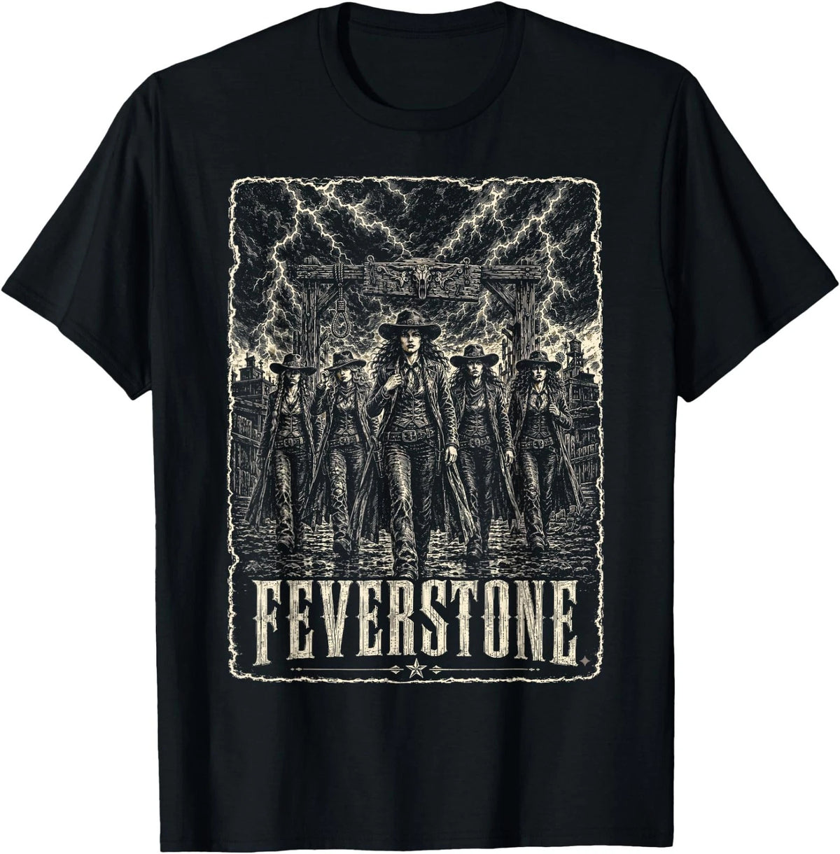 FeverStone Vintage Western Cowgirl Graphic Men Women T-Shirt